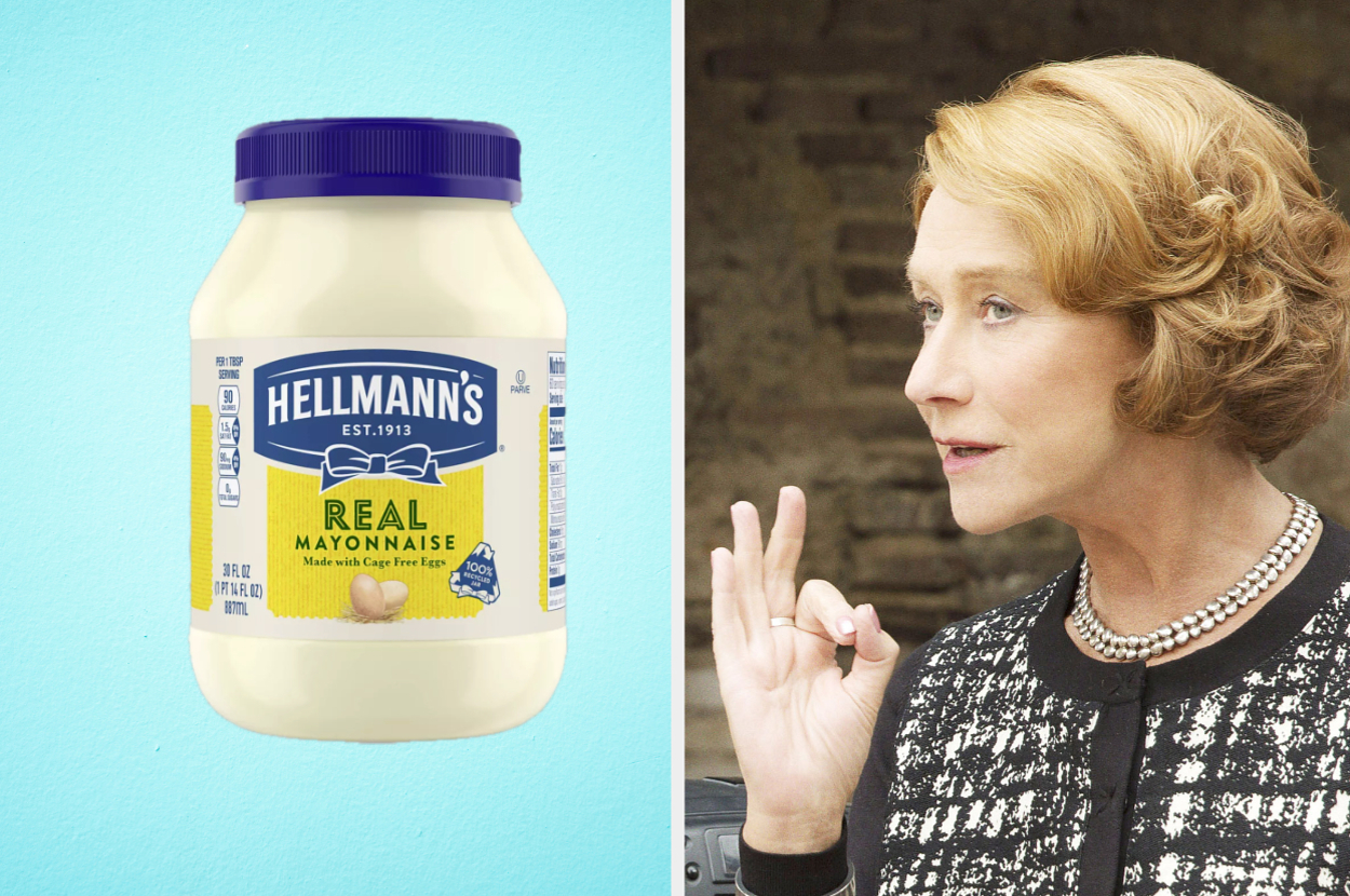 Mayonnaise and Helen Mirren doing and "okay" sign