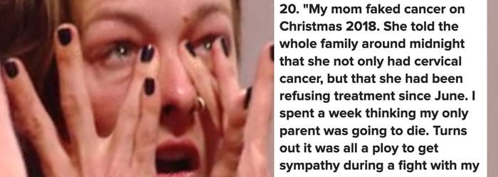 crying woman with story about a mom faking cancer