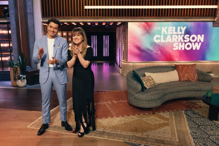 Henry Golding and Kelly Clarkson on &quot;The Kelly Clarkson Show&quot;
