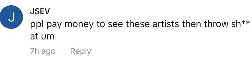 Comment on a social post about audience behavior towards artists