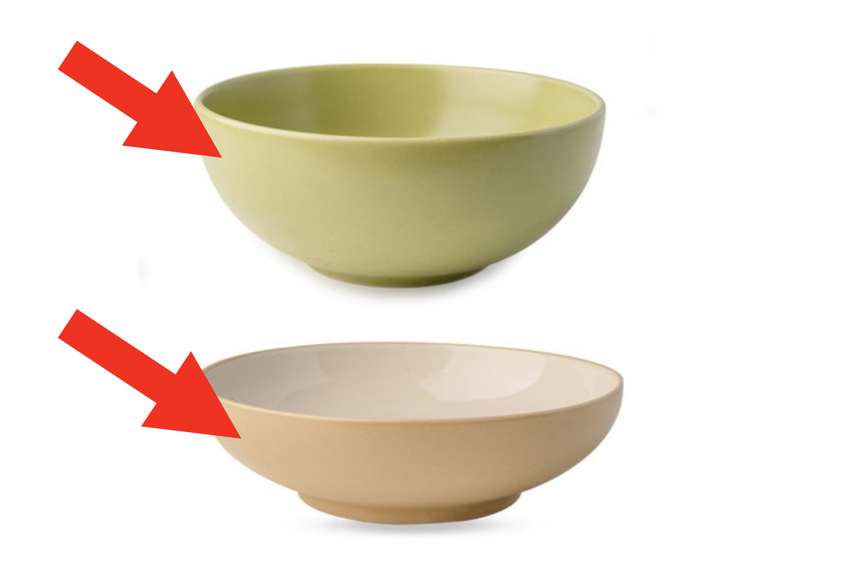 Two simple ceramic bowls without any distinctive patterns or textures