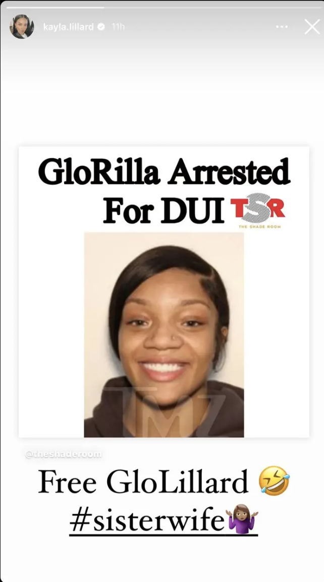 News headline stating rapper GloRilla arrested for DUI with hashtags #FreeGlo and #sisterlife