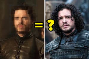 Blurred face with an equal sign to Jon Snow from Game of Thrones, implying a question of identity