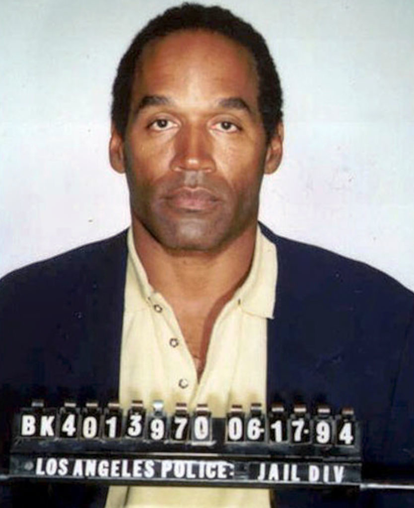Mugshot of O.J. Simpson with date and LAPD info