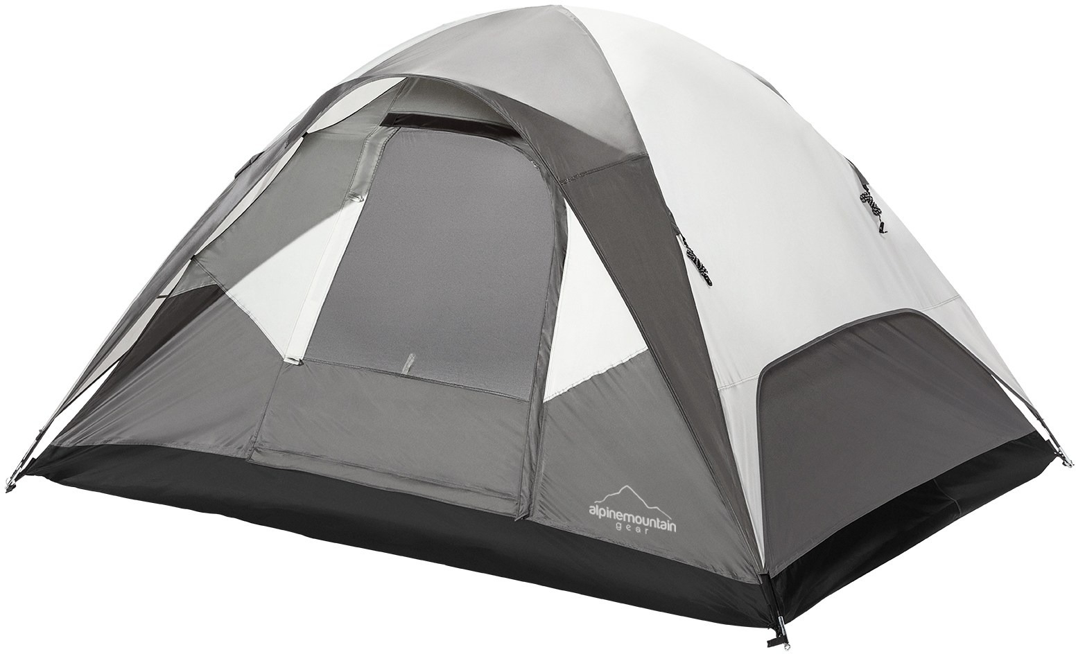 Dome tent designed for outdoor camping, featuring mesh and solid panels with a zipper door