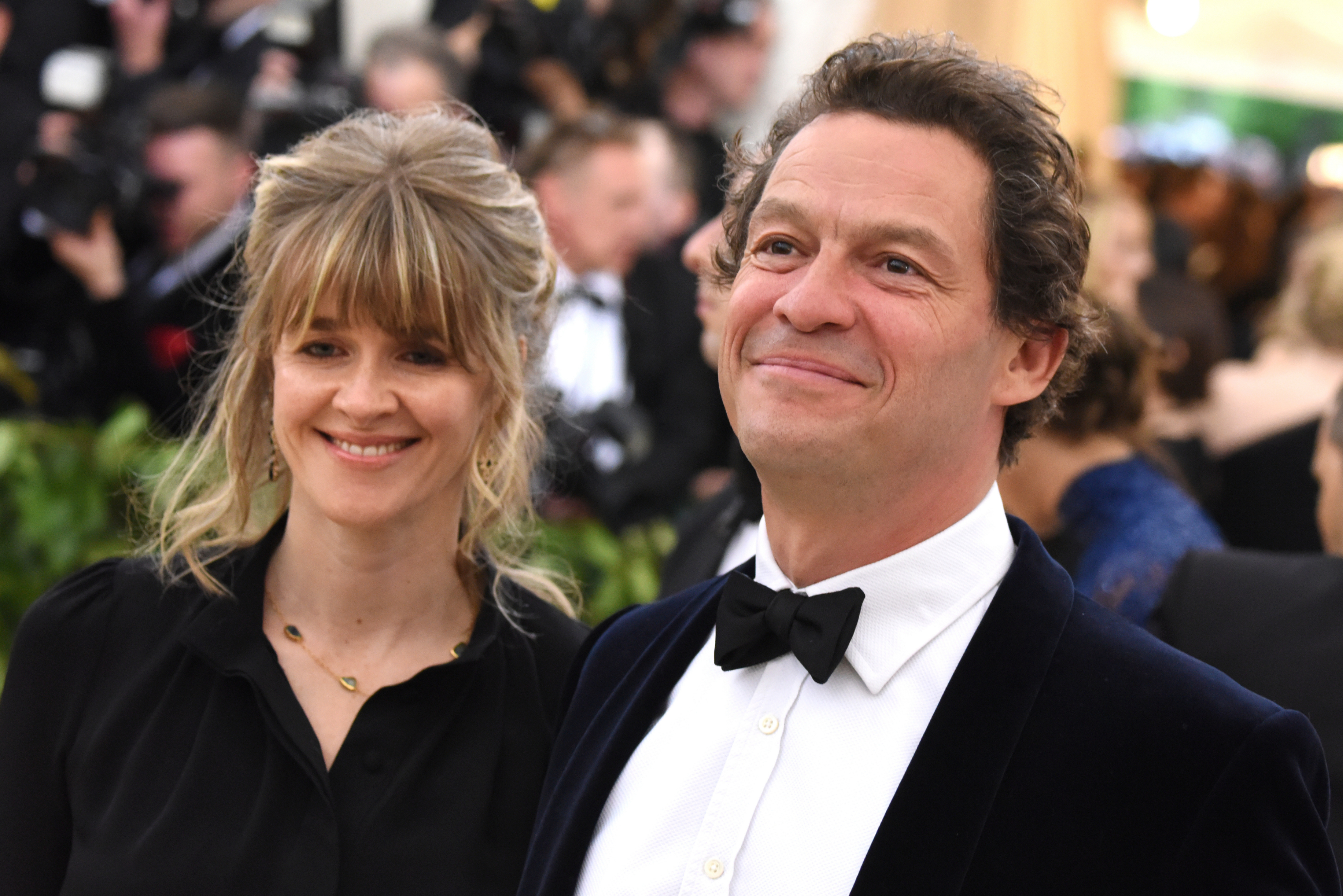 A closeup of Catherine FitzGerald and Dominic West