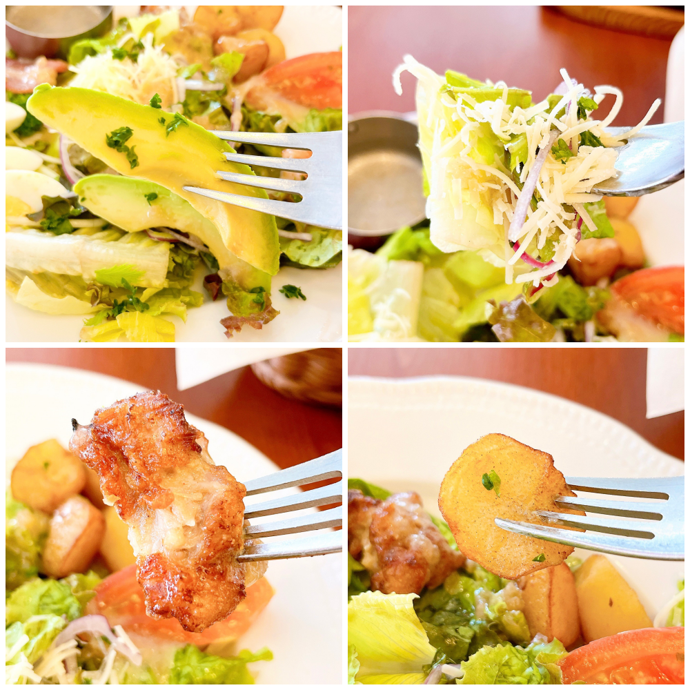 ロイヤルホストのオススメのメニュー「食いしんぼうのシェフサラダ ブランチセット オニオングラタンスープ」