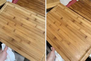Two cutting boards with unique wood grain patterns, displayed side by side for comparison