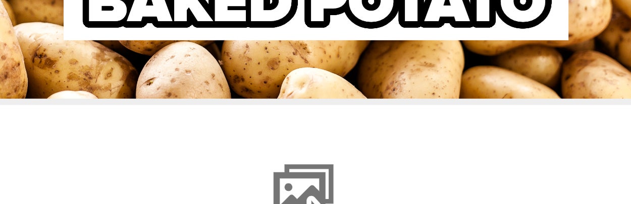 Text &quot;BAKED POTATO&quot; over a background of potatoes