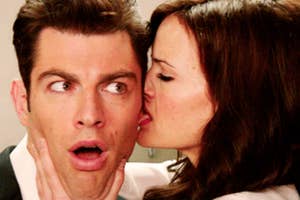 Max Greenfield and Carla Gugino in "New Girl"