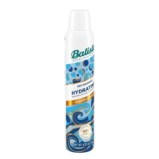 Bottle of Batiste Hydrating Dry Shampoo against a white background