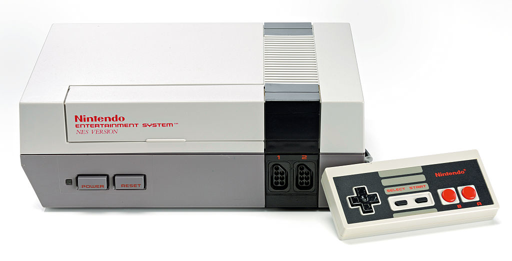 Original Nintendo Entertainment System console with controller