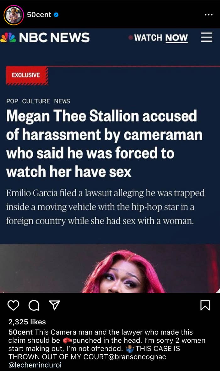 Megan Thee Stallion looks surprised in a selfie with a news headline overlay regarding a legal case