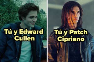 Edward Cullen y Patch Cipriano, personajes de libros, con texto comparativo "Tú y"