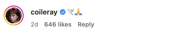 Social media comment by user coileray with emojis, indicating popularity with 646 likes