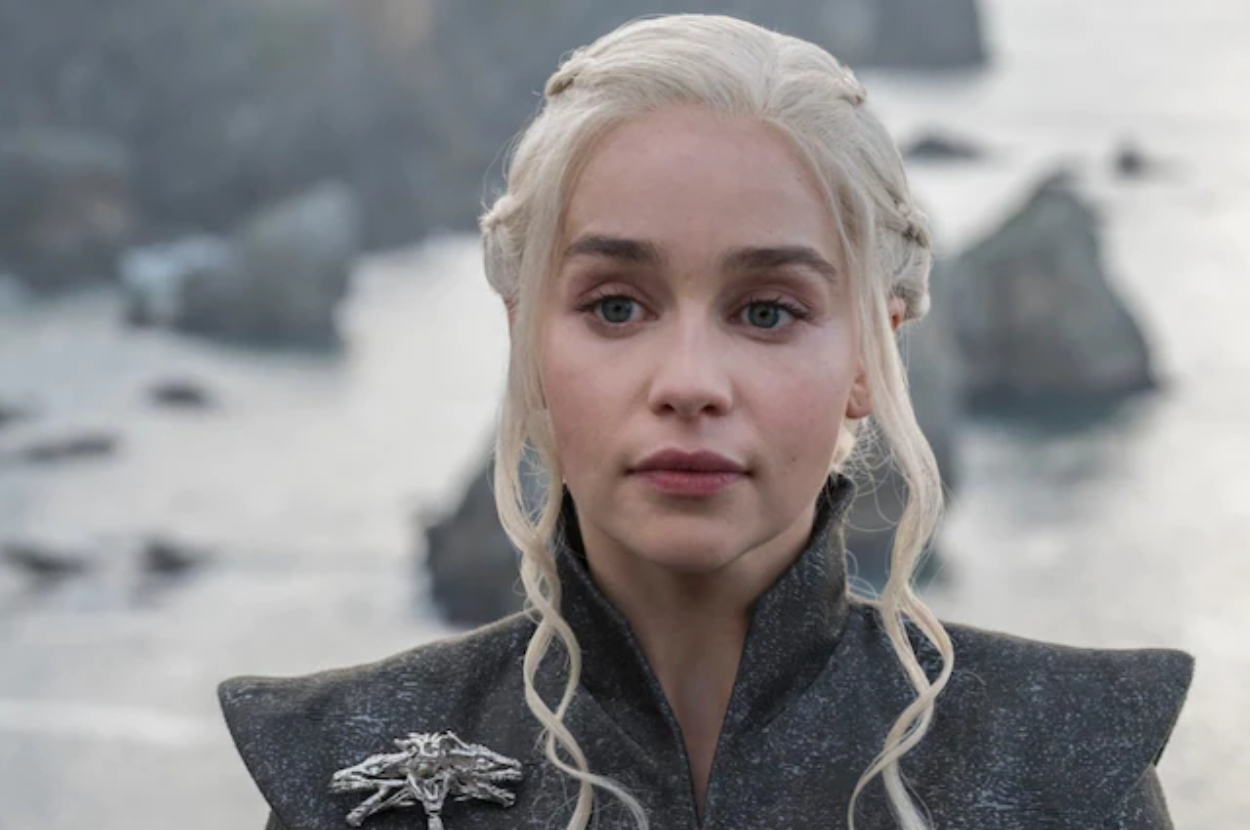 Daenerys Targaryen from &quot;Game of Thrones&quot; with a brooch on her attire