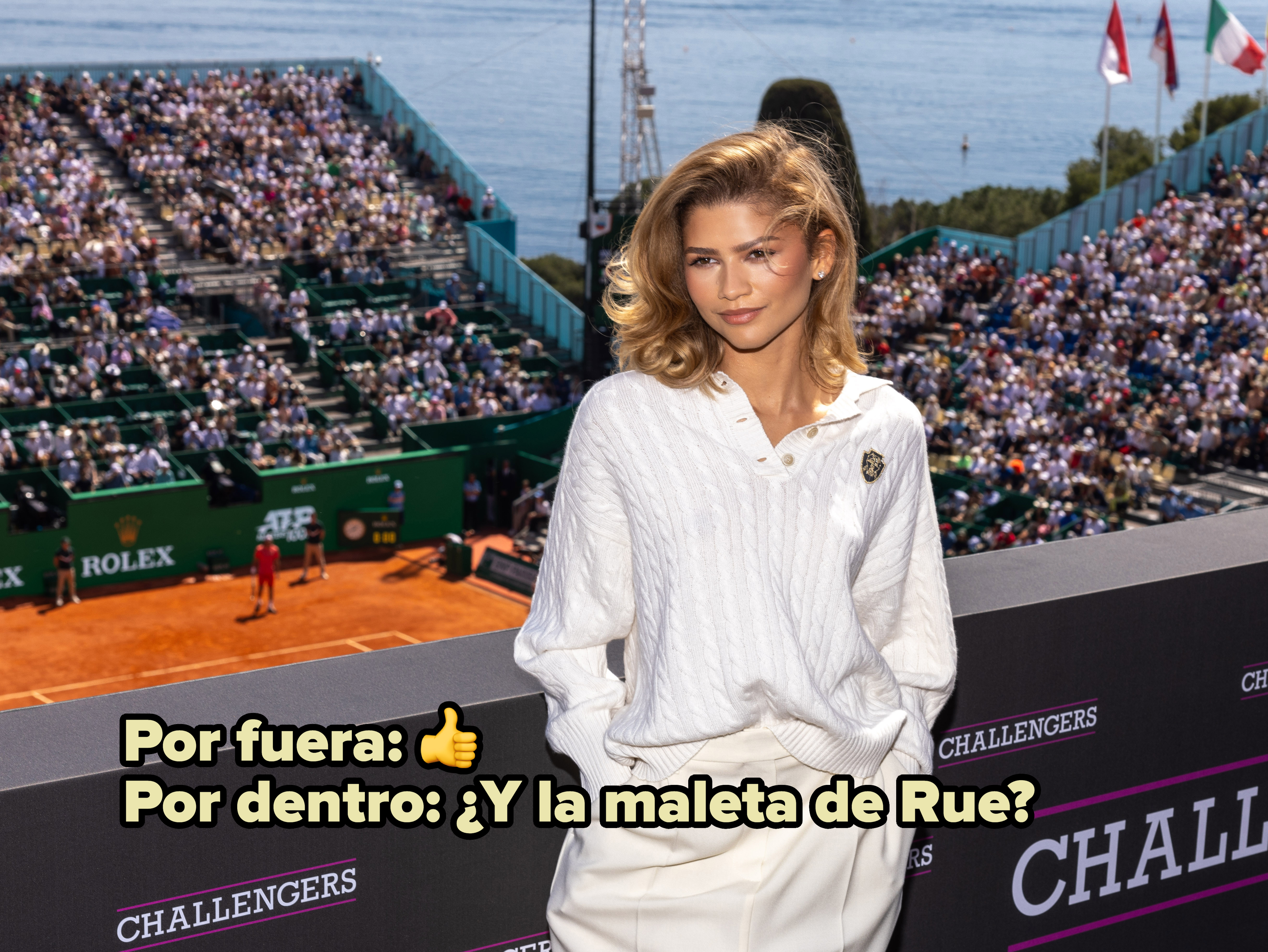 MONACO, MONACO - APRIL 13: Zendaya is photographed during the 'Challengers' photocall at the Rolex Monte-Carlo Masters on April 13, 2024 in Monaco, Monaco.