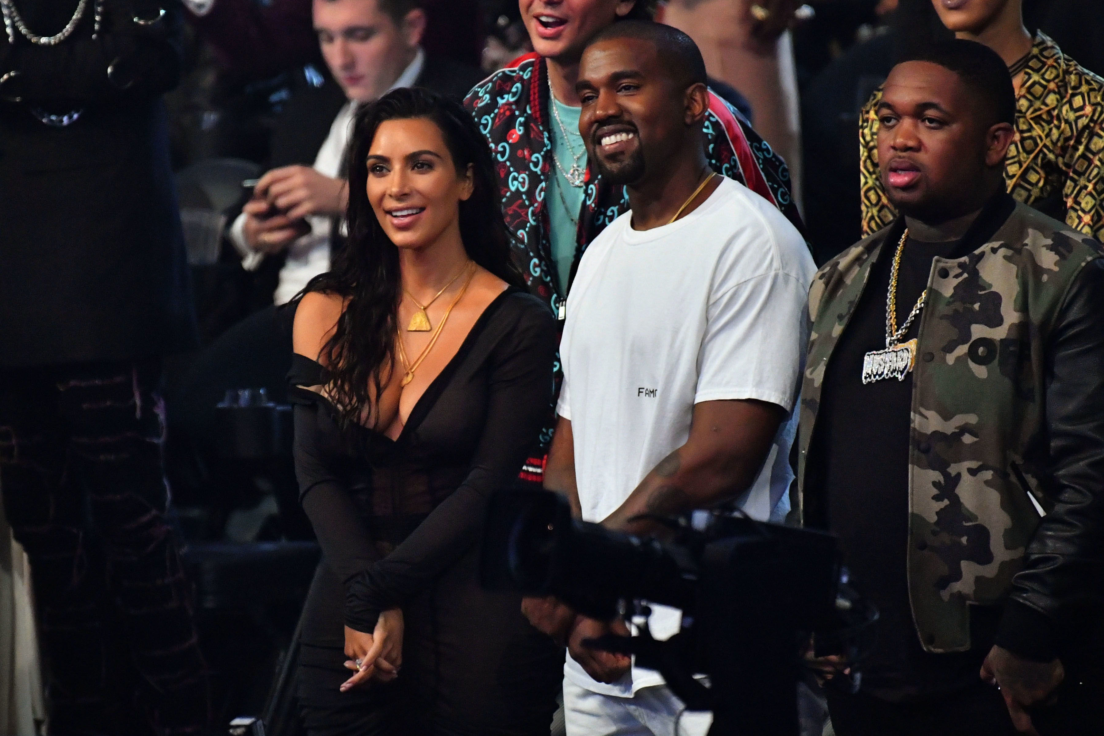 Kim Kardashian and Kanye West at an event
