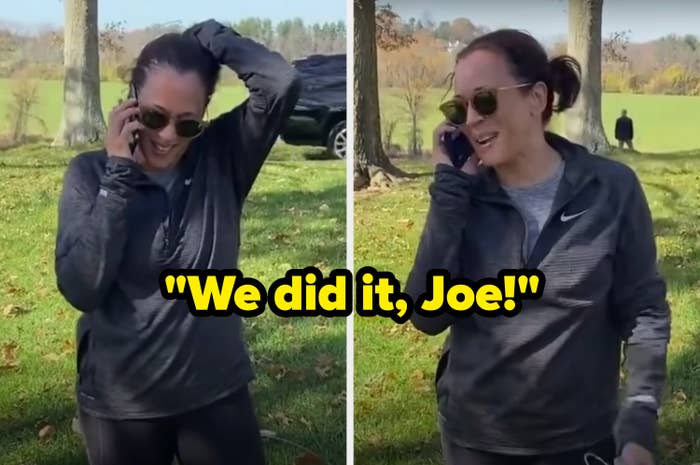 Kamala Harris saying, &quot;We did it, Joe!&quot;