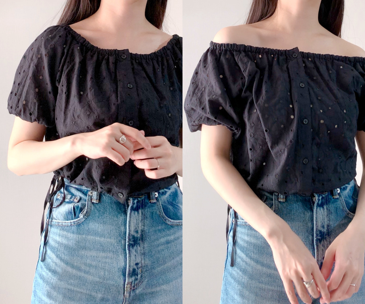 GU(ジーユー)のおすすめブラウス「コットンレースクロップドブラウス(半袖)」