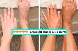 reviewer before and after using self tanner