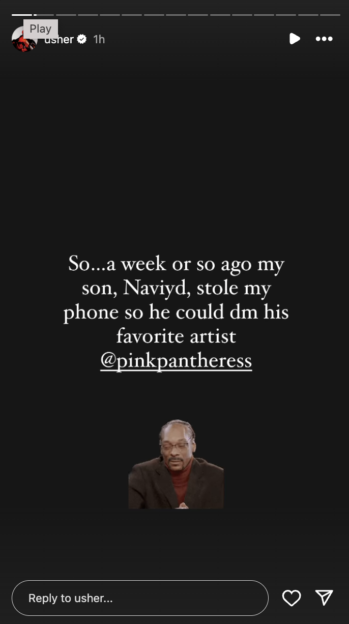 Text on screen sharing a story about someone&#x27;s phone being stolen and their favorite artist being PinkPantheress. Image of a man below text