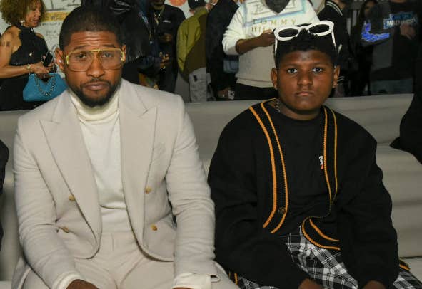 Closeup of Usher and his son Naviyd Ely Raymond