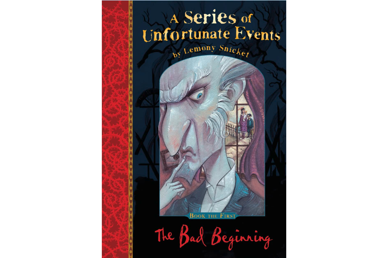 Cover of &quot;A Series of Unfortunate Events: The Bad Beginning&quot; by Lemony Snicket, featuring Count Olaf