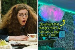 Mia Thermopolis shocked and reviewer's cloud shaped lamp