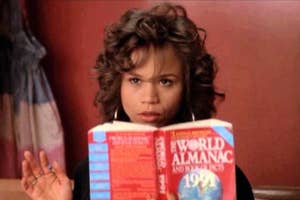 Rosie Perez as Gloria in "White Men Can't Jump," reading "The World Almanac 1991"