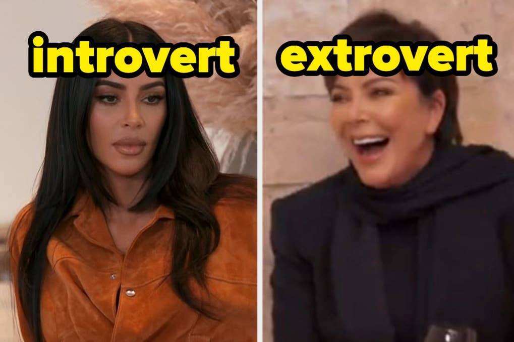 Meme comparing introvert and extrovert with two women reacting differently