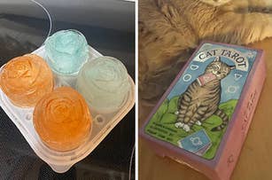 rose ice mold and cat tarot deck 