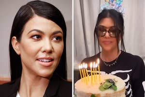 A closeup of Kourtney Kardashian vs Kourtney Kardashian celebrates her birthday at ihop with a naked cake