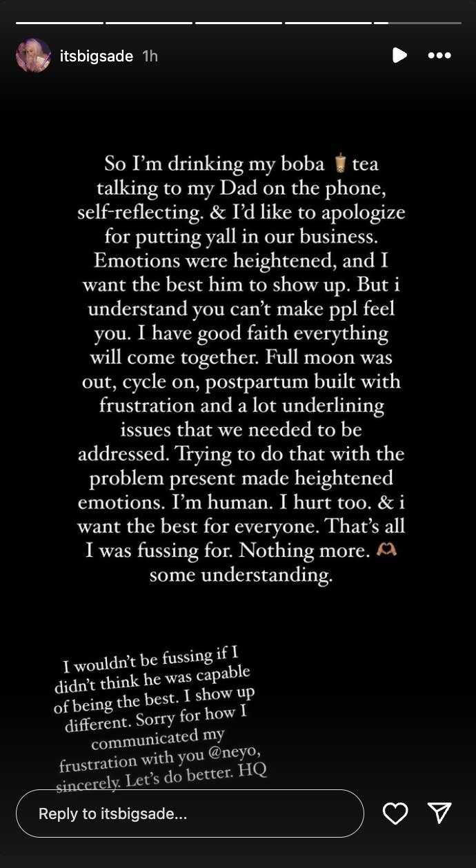 Photo of a social media post with text expressing personal reflections &amp; apologies related to family matters, emotions, and the public eye
