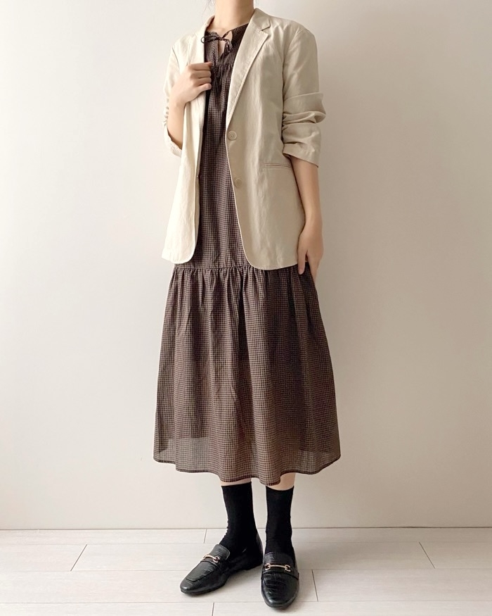 UNIQLO（ユニクロ）のおすすめワンピース「ライトコットンワンピース（ノースリーブ・チェック・丈標準111～122cm）」