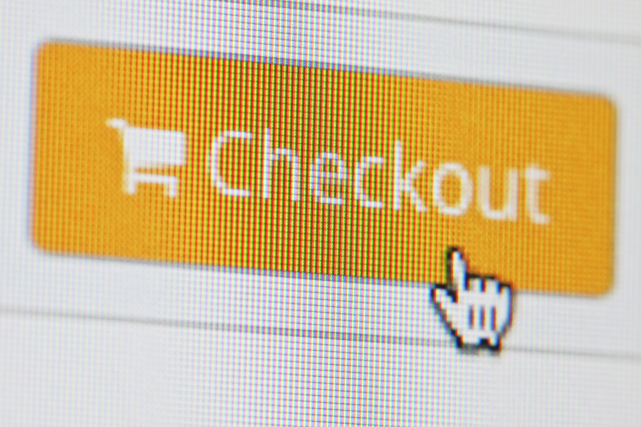 Online shopping cart with a cursor clicking a "Checkout" button, symbolizing an online purchase transaction