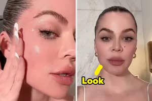 Khloe Kardashian shows the right side of her face vs a closeup of Khloe Kardashian