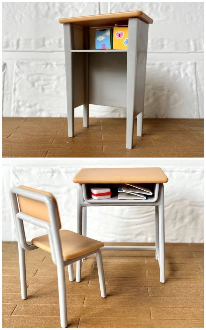 Seria(セリア)のおすすめ雑貨「ミニチュア スクールデスクセット」「ミニチュア 教卓」