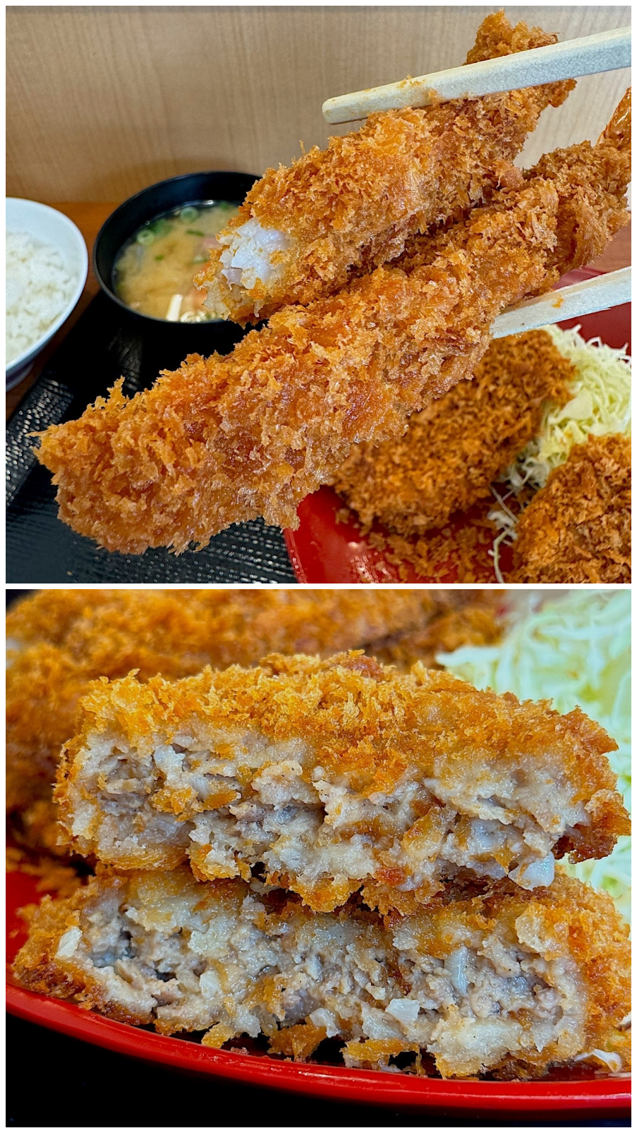 かつやのおすすめのメニュー「海老・ヒレ・メンチカツ定食」