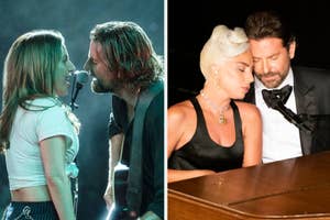 Lady Gaga and Bradley Cooper in "A Star Is Born" and performing together