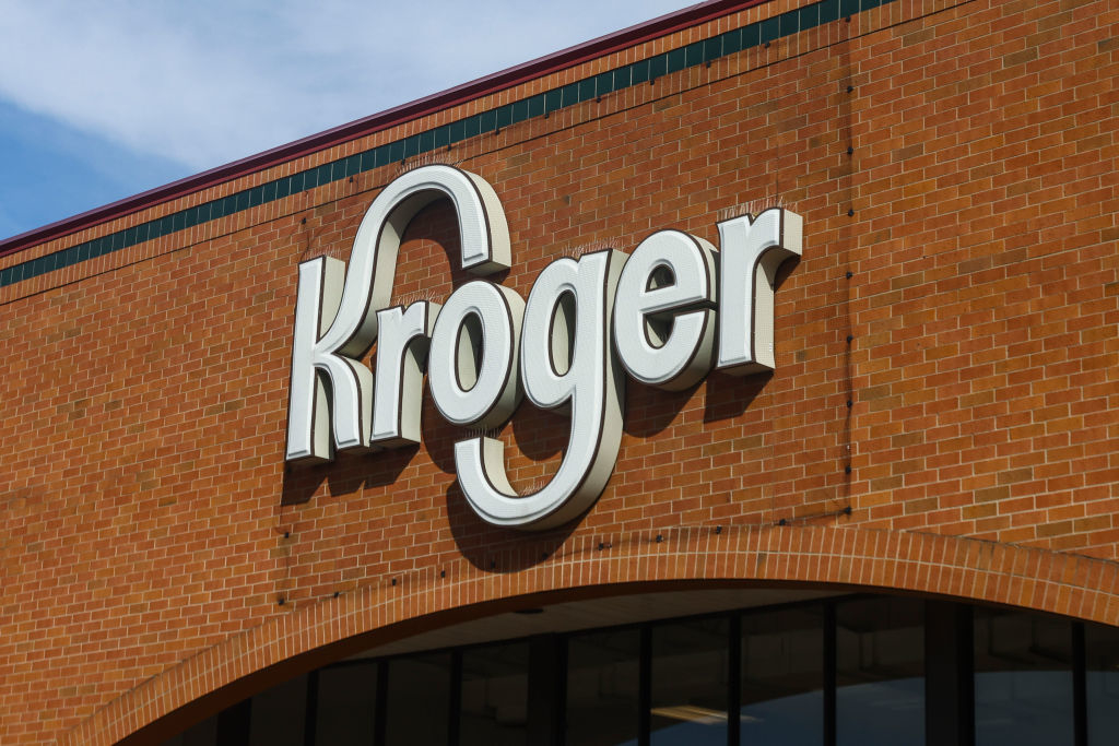 Kroger store sign on the exterior of a building