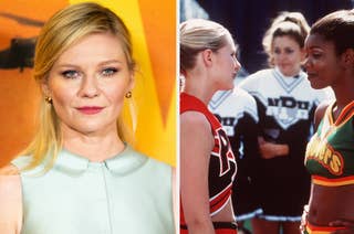 Reese Witherspoon in a mint dress; still from 'Bring It On' with cheerleaders in uniform