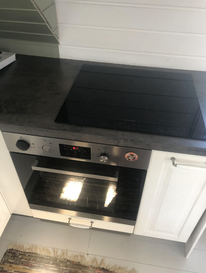 A misaligned stove and oven