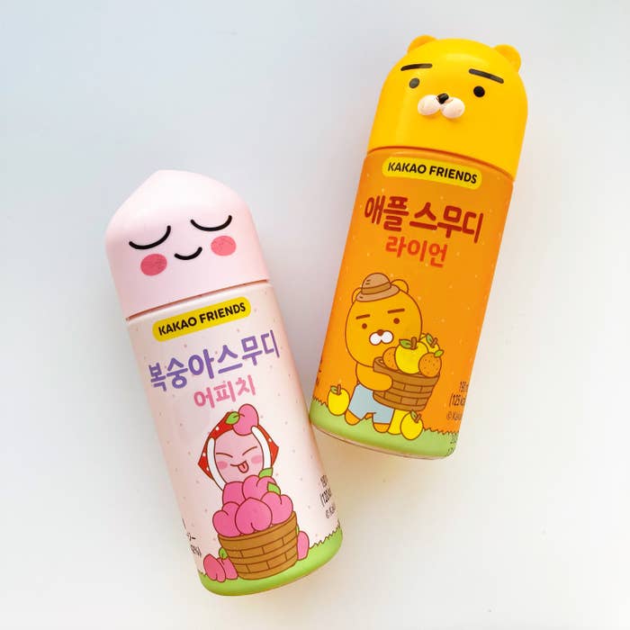 CanDo(キャンドゥ)で見つけた韓国ドリンク「カカオフレンズスムージー 桃」「カカオフレンズスムージー アップル」