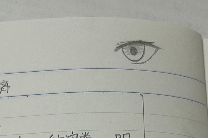 小学6年生の社会のノートでの「片目」の落書き（「あぱる。と」さんのXより）