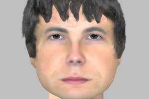 E-fit of an unidentified male with a unique layered haircut, released by Kent Police
