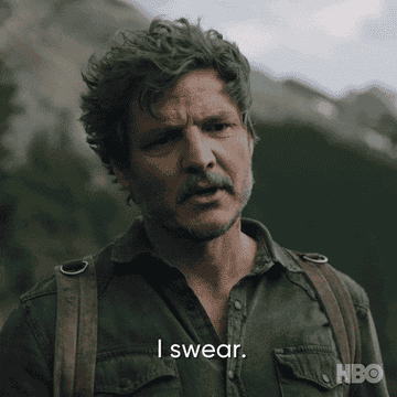 Gif of Pedro Pascal saying, &quot;I swear&quot;