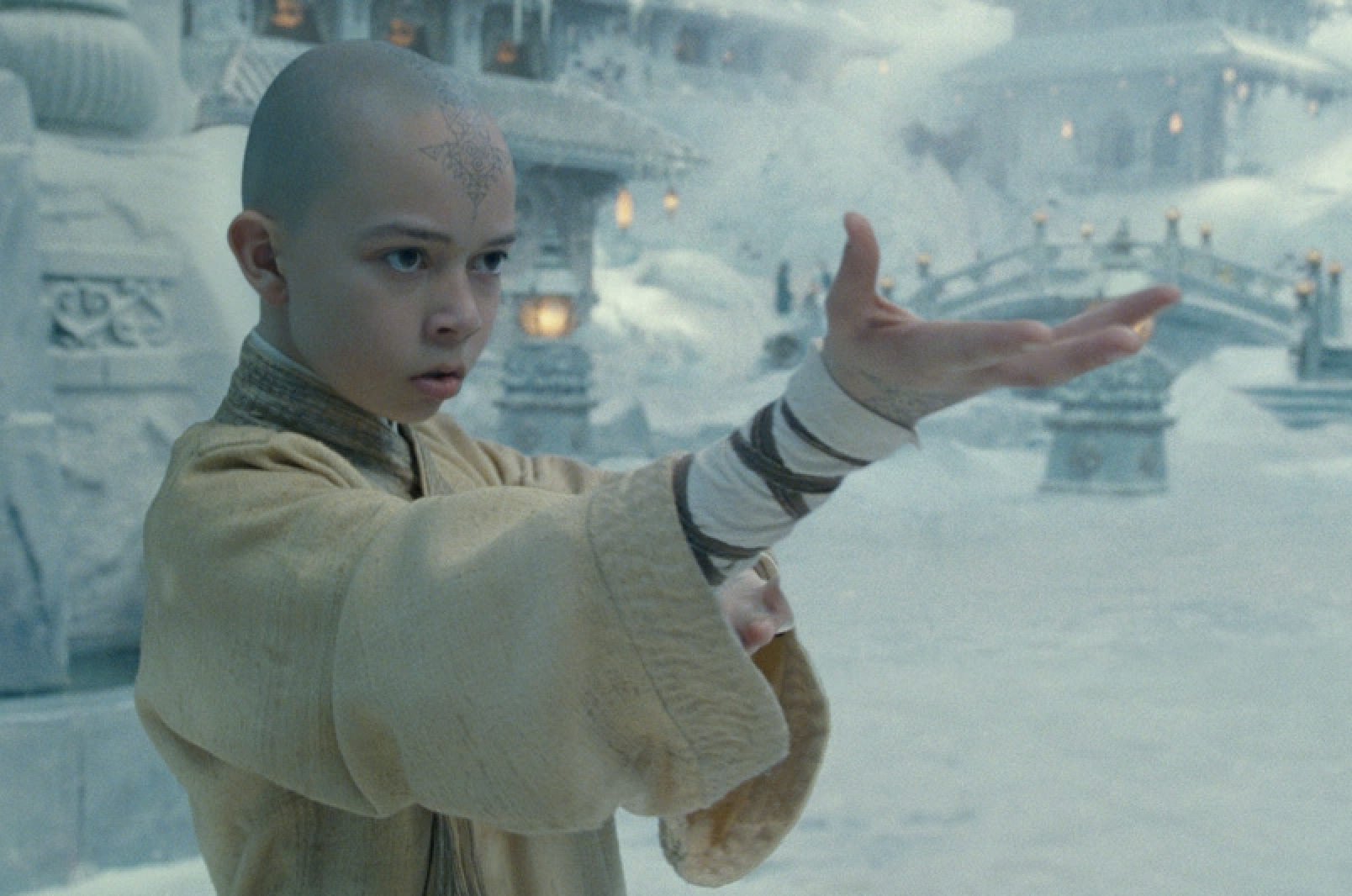 Aang from Avatar: The Last Airbender in a martial arts stance
