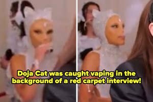 Doja Cat was caught vaping in the background of a red carpet interview