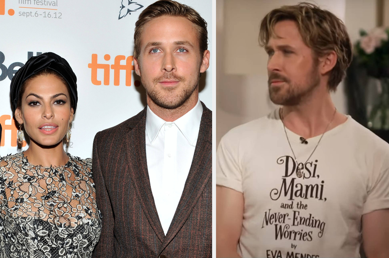 Ryan Gosling Wore A T-Shirt Promoting His Wife Eva Mendes’s Upcoming Children’s Book On “The Fall Guy” Press…
